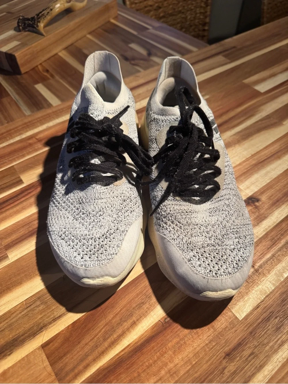 adidas Light Gray Knit Athletic Sneakers with Black Laces